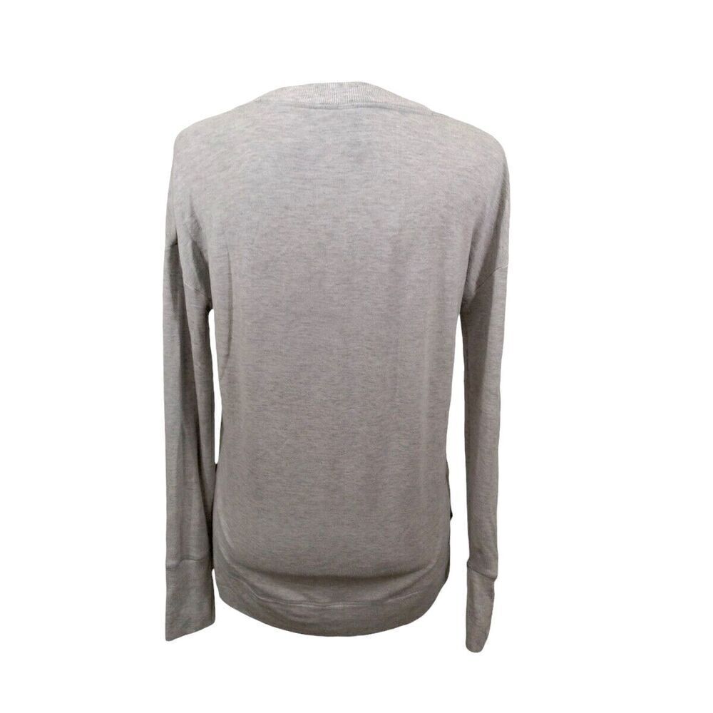 Athleta Womens XS Long Sleeve Top Pullover Light Gray Thumb Holes Crew Neck - Picture 2 of 6
